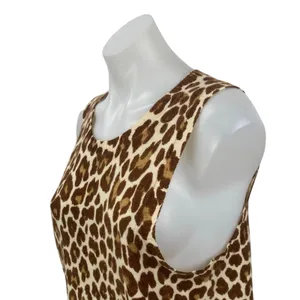 J.Crew Beige Leopard 100% Cashmere Sleeveless Knit Sweater Vest Tank Top Size L thumbnail 2