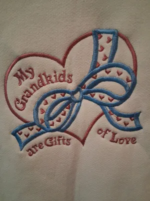 Cream Embroidered Heart Sweatshirt with Blue Ribbon Detail thumbnail 2