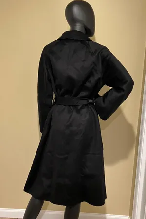 Wool Trench Coat Winter Jacket Parka Bomber Office Coat Wool Jacket Fall Long Jacket Black thumbnail 3