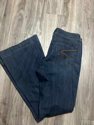 Seven7 Dark Blue Flare Jeans thumbnail 10
