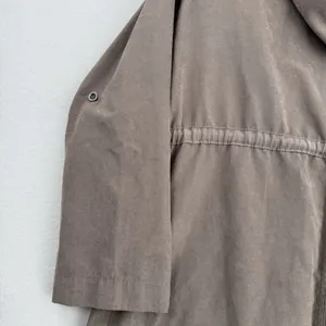 Becool Hooded Utility Jacket Womens Large Taupe Draped Open Front Drawstring thumbnail 6