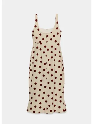 Zara Cream Dress with Brown Polka Dots and Ruffle High-Low Hem thumbnail 9