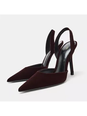 Zara velvet Pointed Slingback Heel thumbnail 2