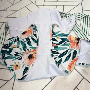 Cupshe One Piece Swimsuit‎ Large Green White Striped Floral Wrap Tie Cutout thumbnail 5