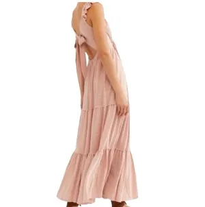 Heather Pink Soft Cotton Sweetheart Boho Maxi Dress thumbnail 9