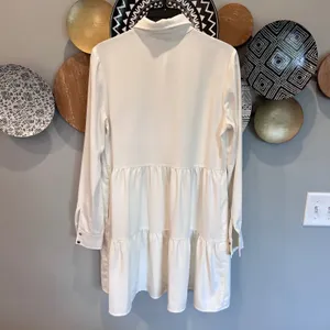 Amanda Uprichard White Tiered Long Sleeve Mini Dress XS thumbnail 3