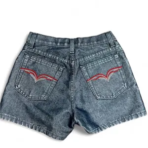 Liquid X Vintage Acid Wash Denim Shorts Red Pocket Embroidery Size 0 thumbnail 2