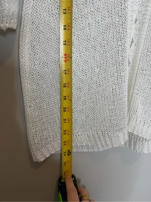 Vintage Sag Harbor Open Knit Cardigan Womens M White Short Sleeve Sheer Y2K thumbnail 5