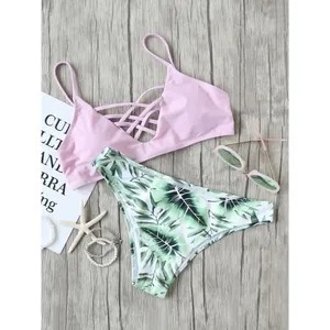 ✨4xHP✨Leaf Print Criss Cross Mix&Match Bikini Set✨ thumbnail 2