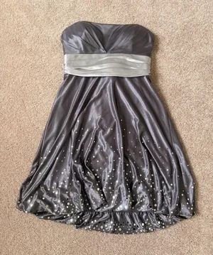 Dressbarn Collection Gray & Silver Strapless Formal Dress thumbnail 1