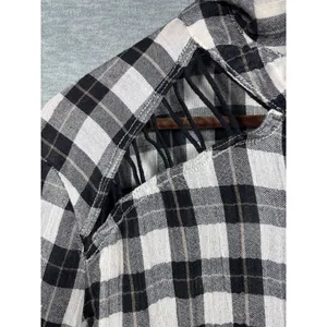 Free People Womens‎ Shirt M Plaid Long Sleeve Snap thumbnail 5