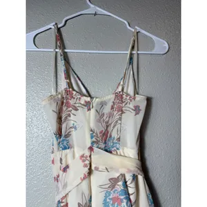 Altar'd State Ivory Floral Wrap Mini Dress Tiered Ruffle Spaghetti Strap XS thumbnail 6
