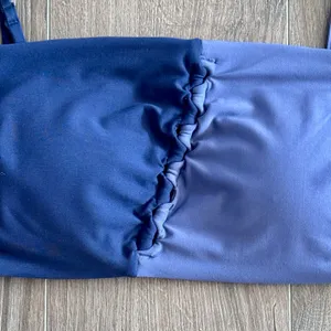 Calia Swim Looped Front Bikini Top Open Back Blue Colorblock Small NEW thumbnail 3