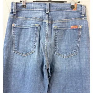 7 For All Mankind Cropped Wide Leg Jeans Women Blue Frayed Hem 28‎ thumbnail 6