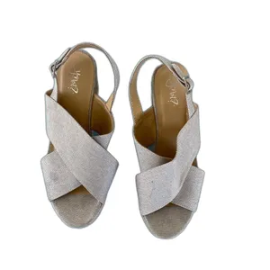 neutral beige espadrille cork platform wedge size 10 thumbnail 3