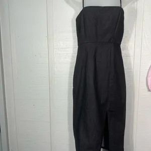 Lulus Black Denim Spaghetti Strap Dress Size EUC thumbnail 2