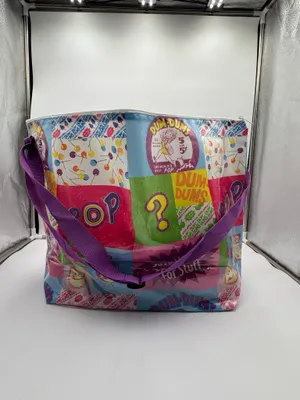 Vintage Dum Dums Lollipop Zip Tote Bag Candy Promo PVC Vinyl Large Shopper thumbnail 2