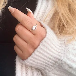 Boutique Sterling Silver Smiley Face Ring thumbnail 1