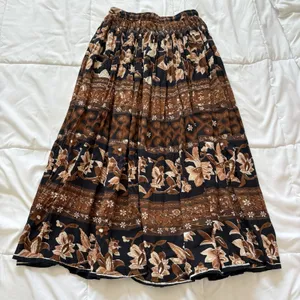 Vintage 90s Maxi Skirt Small Cotton Bohemian Fairy Whimsy Hippie Gypsy Brown Y2K thumbnail 5