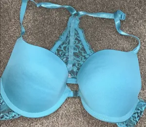 RAMPAGE Turquoise Lace Cheetah Design Racerback Bra thumbnail 1