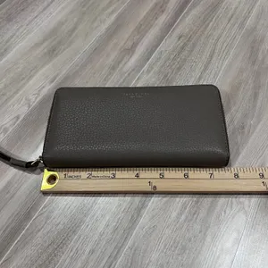 Tory Burch Perry Zip Around Continental Wallet Leather Gray thumbnail 7