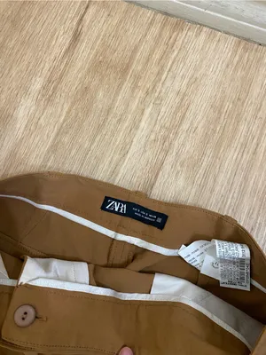 Zara Tan High-Waist Wide-Leg Trousers thumbnail 3
