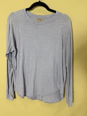 Zella Relaxed Washed 2.0 Long Sleeve Slub Tee Light Blue Lilac Colorway Size XS thumbnail 2