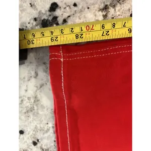 Women Straight Leg Stretch Jeans Size 16 Red Denim Mid Rise Game Day USA Preppy thumbnail 5