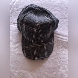 Gray Flannel White Plaid Hat Cap Strap Buckle Lea. Tee Da Brand Summer Outfit thumbnail 3