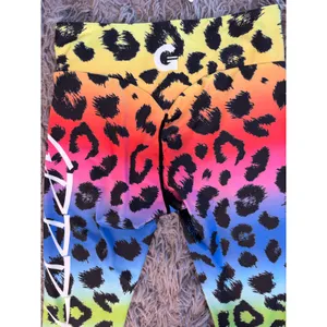 Grrrl Clothing Rainbow Leopard Print Scrunch Butt Leggings Multi Color Logo S thumbnail 3