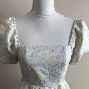TCEC Pastel Floral Puff Sleeve mini dress jacquard size small thumbnail 3