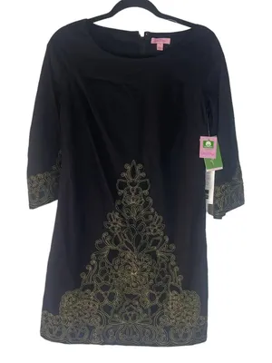 Lilly Pulitzer NWT Size 2‎ XS Shauna Black Gold Embroidered Tunic Dress thumbnail 1
