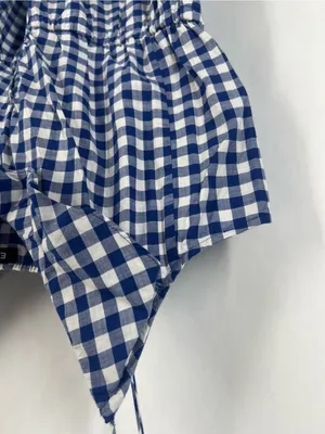 Express Blue and White Gingham One-Piece Romper thumbnail 3