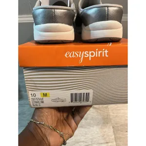 Easy Spirit women's size 10 M Gray silver glitter mules slip-on shoes thumbnail 5