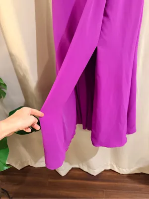 White by Vera Wang One-Shoulder Fuchsia Evening Gown thumbnail 2