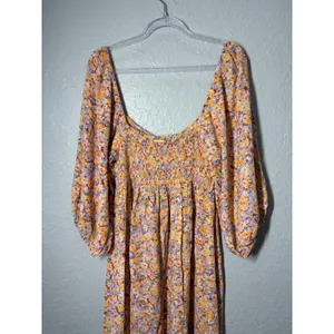 Billabong Women's Swept Away Midi Dress Boho Floral Smocked Babydoll Milkmaid thumbnail 8