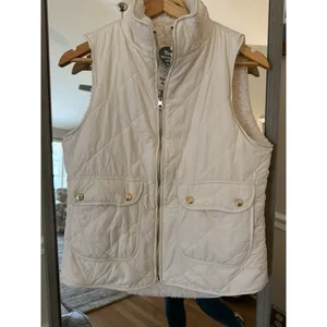 Francesca's Puffer Vest Women's Small Sleeveless Cream Ivory thumbnail 4