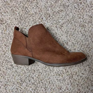 Women's Faux Suede Ankle Booties in Brown with Zipper thumbnail 2
