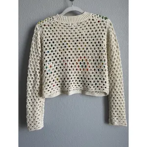 Luna Ivy Crochet Sweater Crop Granny Knit Top Cottagecore Boho Patchwork Small thumbnail 10