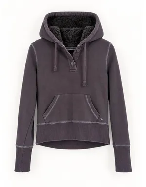 Aerie Hoodie Women M Purple Sherpa Lined Henley Pullover Y2K 2006 Vintage thumbnail 1