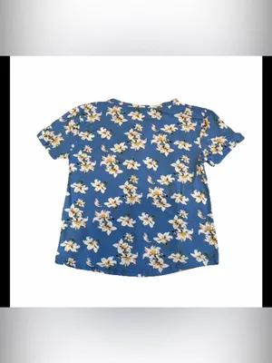 Liz & Lilli Women’s Blue Floral Print Round Neck Short Sleeve Shirt Size XL thumbnail 8