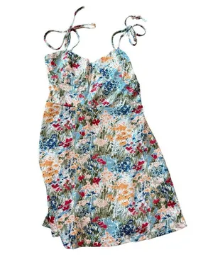 Micas Adorable Floral Print Mini Dress Adjustable Straps Boho Casual Medium thumbnail 2