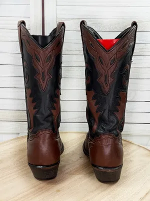Vintage Abilene Western Cowboy Boots 9093 Julie Brown Black Leather‎ Women 7.5 thumbnail 5