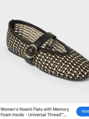 Universal Threads Woven Mary Jane Flats in Black and Natural thumbnail 6