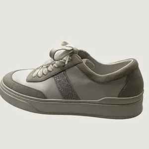 Stuart Weitzman Goldie Leather Suede Platform Sneakers White Grey Silver 7B thumbnail 2