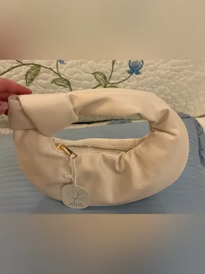 Melie Bianco Brand Soft Knot-Handle Shoulder Bag in Cream thumbnail 2