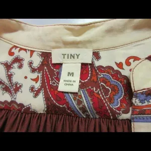 Anthropologie tunic top by Tiny red & cream sz M thumbnail 4