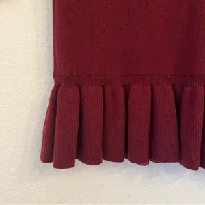 Ann Taylor Wool Blend‎ Short Sleeve Peplum Sweater Small Burgundy Maroon thumbnail 3