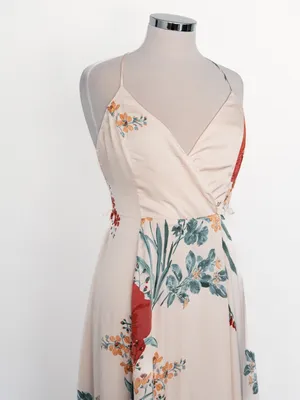 Lulus - Still The One Floral Faux Wrap Gown In‎ Cream Floral Print thumbnail 7