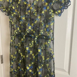 LuLaRoe Deanne II Black Floral Embroidered Maxi Dress Size L NWT thumbnail 6